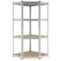 Leeres Juskys Eckregal Corner Easy mit 4 Böden aus Metall und Holz.