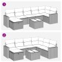 Graue 8-tlg. vidaXL Garten-Sofagarnitur aus Polyrattan mit Kissen und Tisch.