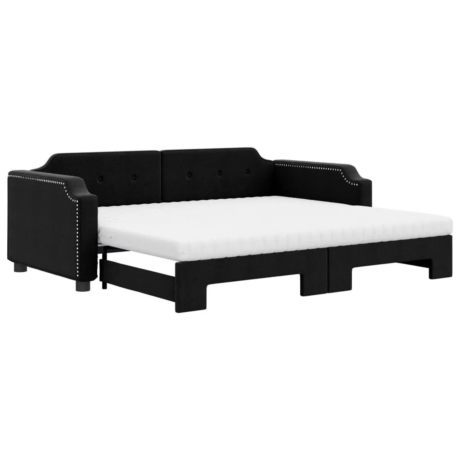 vidaXL Tagesbett Ausziehbar mit Matratzen Schwarz 90x190 cm Stoff 3197664