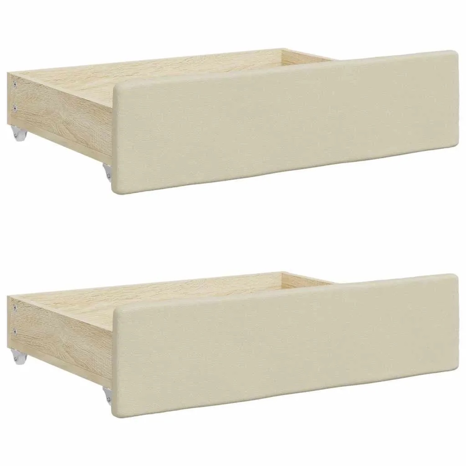 vidaXL Bettschubladen 2 Stk Creme Holzwerkstoff und Kunstleder 833924