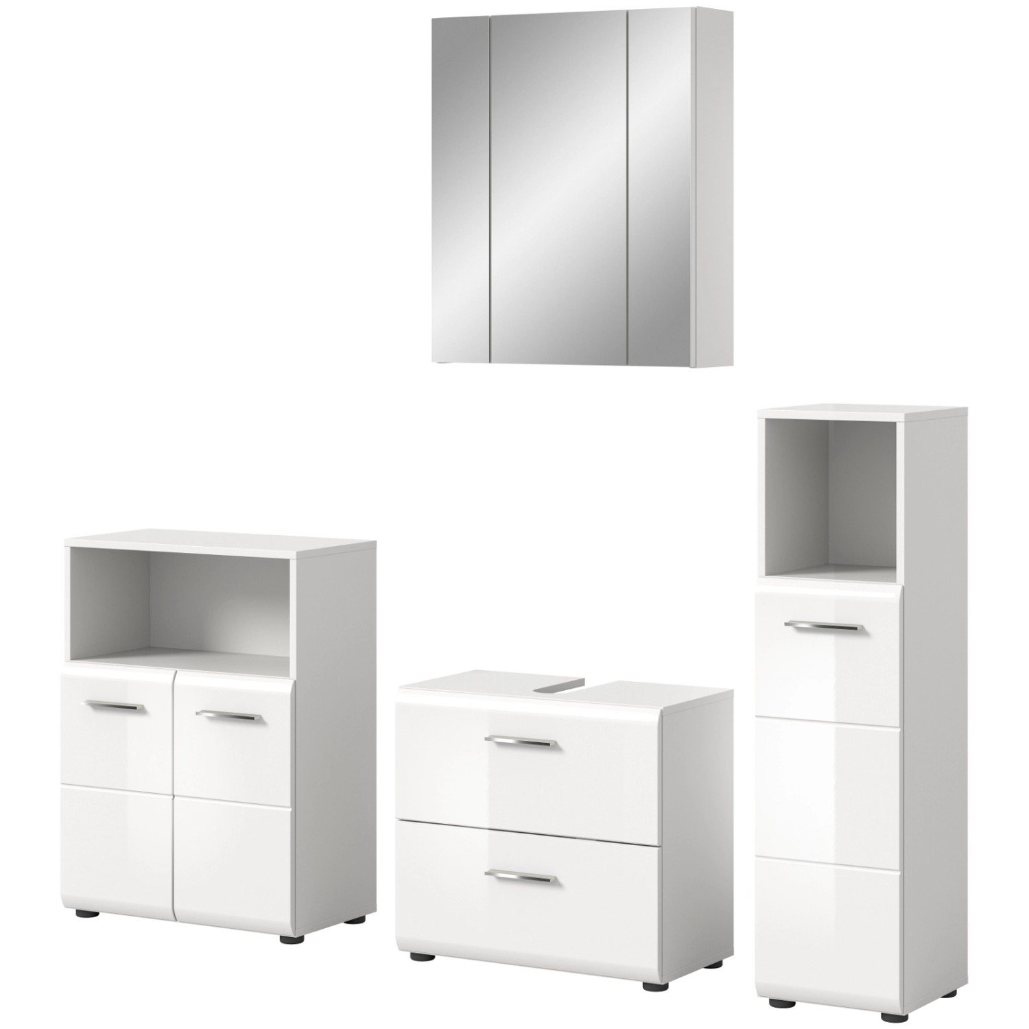 Inn.Furn Badmöbel-Set 4-teilig in Weiß Hochglanz 180 cm Cover günstig online kaufen
