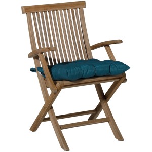 Madison Toscane Sitzkissen, Panama Sea Blue, 46x46 cm auf Holzstuhl.