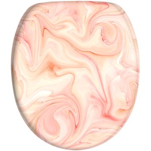 Sanilo WC-Sitz Marmor Rosa mit Absenkautomatik, Toilettendeckel aus Holz.