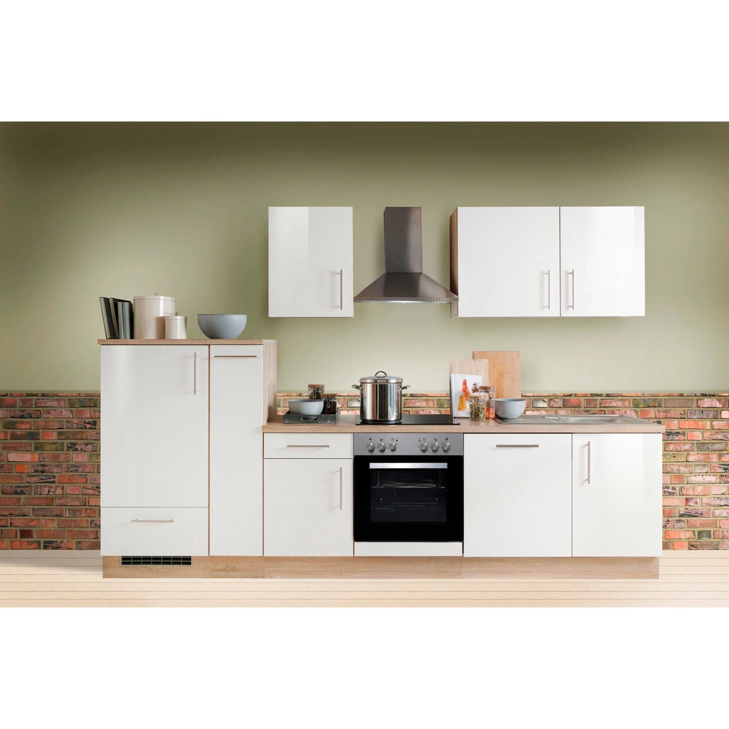 Menke Küchen Küchenzeile Premium, Küchenzeile mit E-Geräten, Breite 310 cm