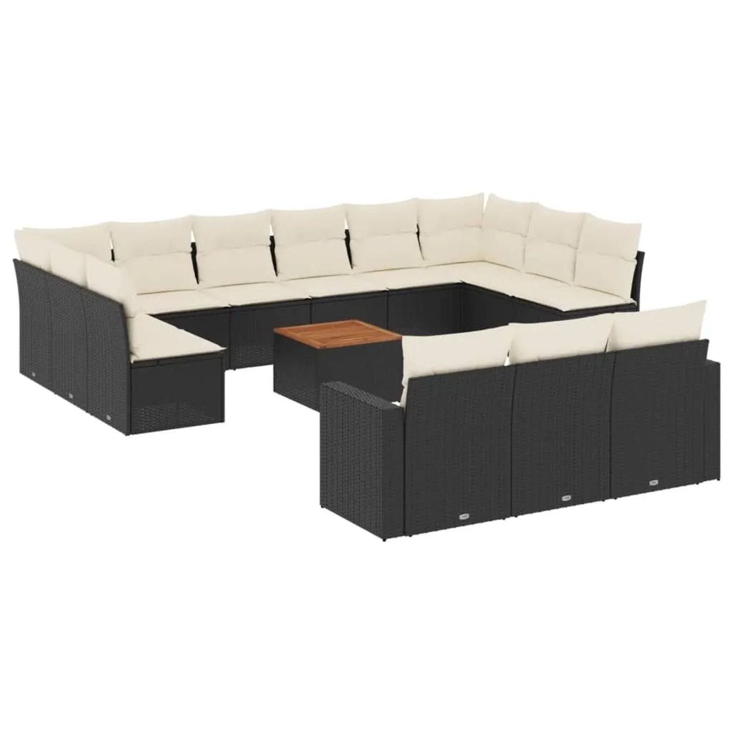vidaXL 14-Tlg Garten-Sofagarnitur mit Kissen Schwarz Poly Rattan 3224362 günstig online kaufen