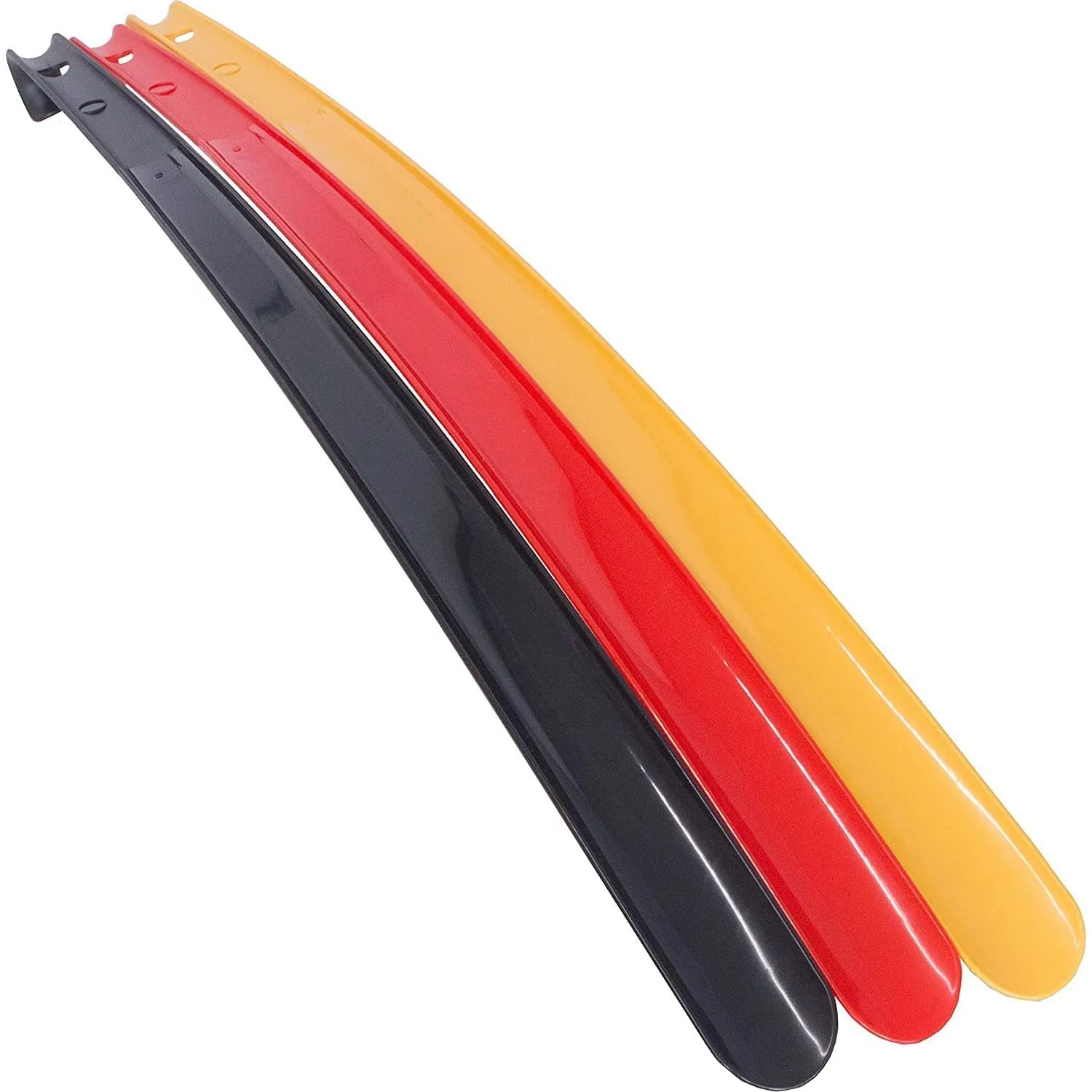 Talux Komfort-Schuhanzieher, 70 cm, in Schwarz, Rot und Gelb für bequemes Anziehen.