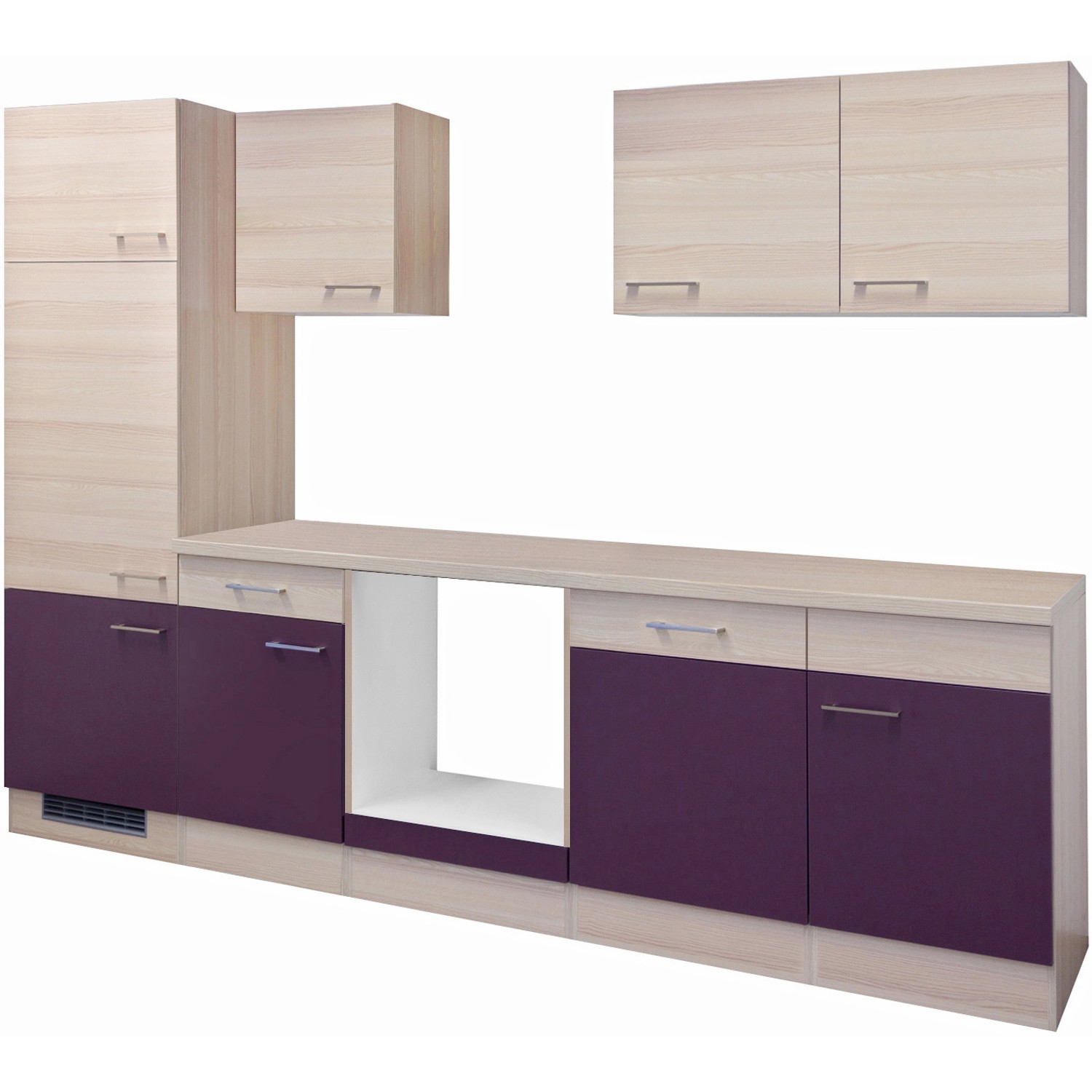 Flex-Well Exclusiv Küchenzeile Focus 280 cm ohne E-Geräte Akazie-Aubergine günstig online kaufen