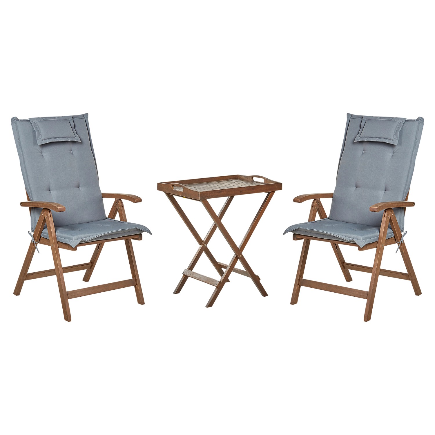 Beliani Bistro Set AMANTEA Dunkler Holzfarbton Grau