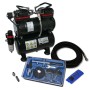 Wiltec Airbrush Kompressor Set AS196 mit schwarzem Kompressor, Airbrushpistole, Schlauch und Zubehör für Sprühgeräte.