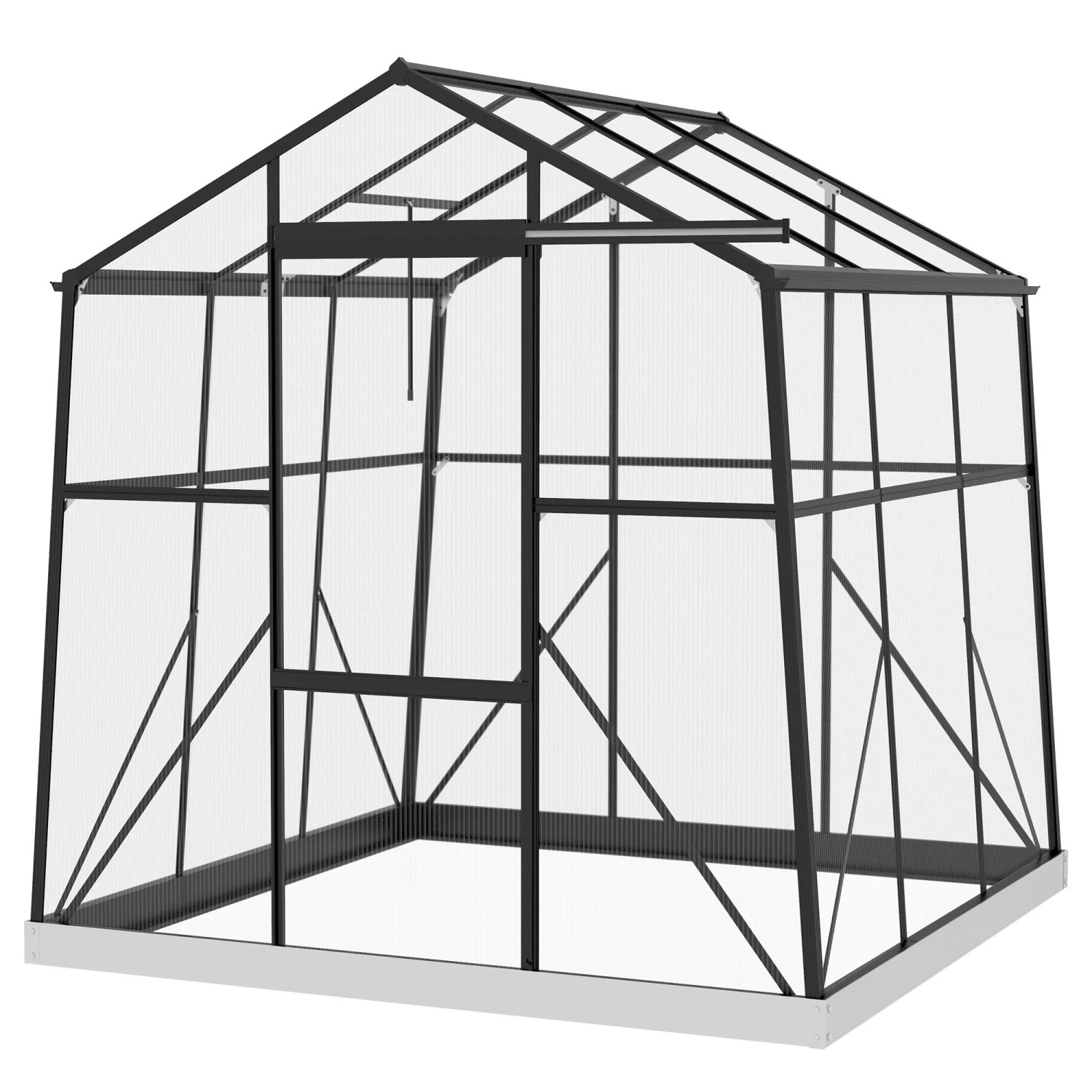 Image of Furnicato Gewächshaus Treibhaus Frühbeet Wetterbeständig 192 X 192 X 203 Cm Schwarz