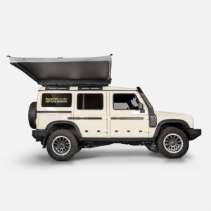 Horntools Markise Horizon Straight, freitragend auf Geländewagen montiert. Camping & Zubehör.
