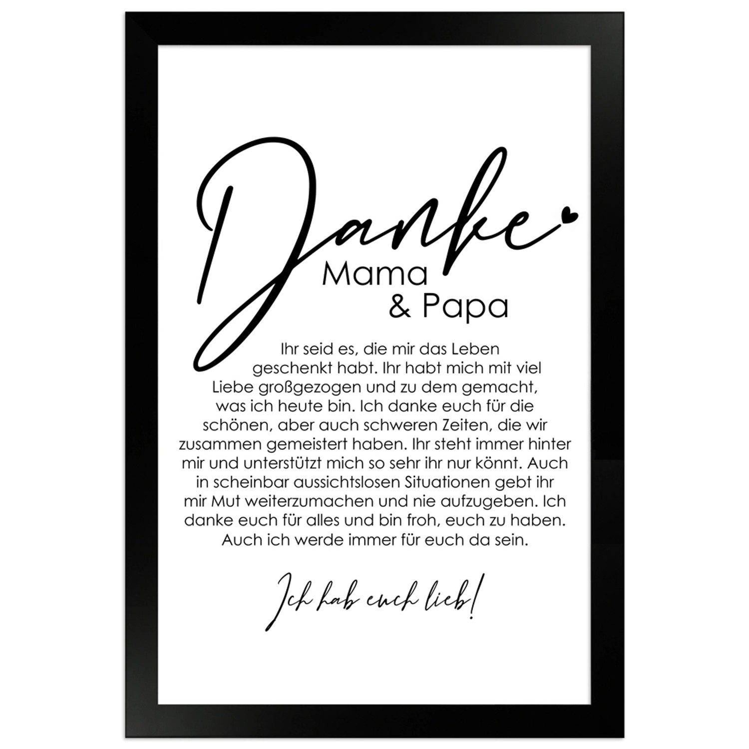 WANDStyle Gerahmtes Poster Danke Mama und Papa 20 x 30 cm Geschenkidee für günstig online kaufen