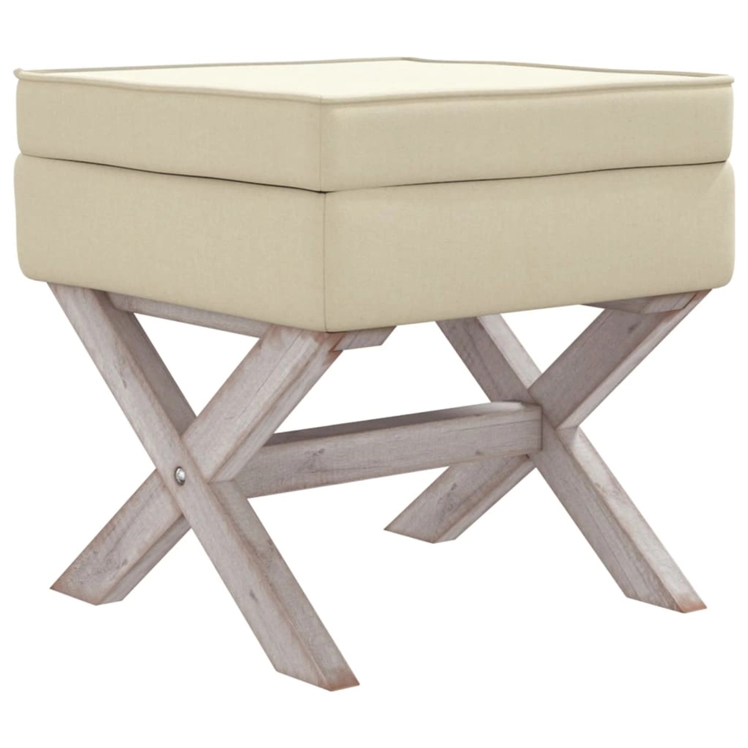 vidaXL Hocker mit Stauraum Beige 45x45x49 cm Leinen