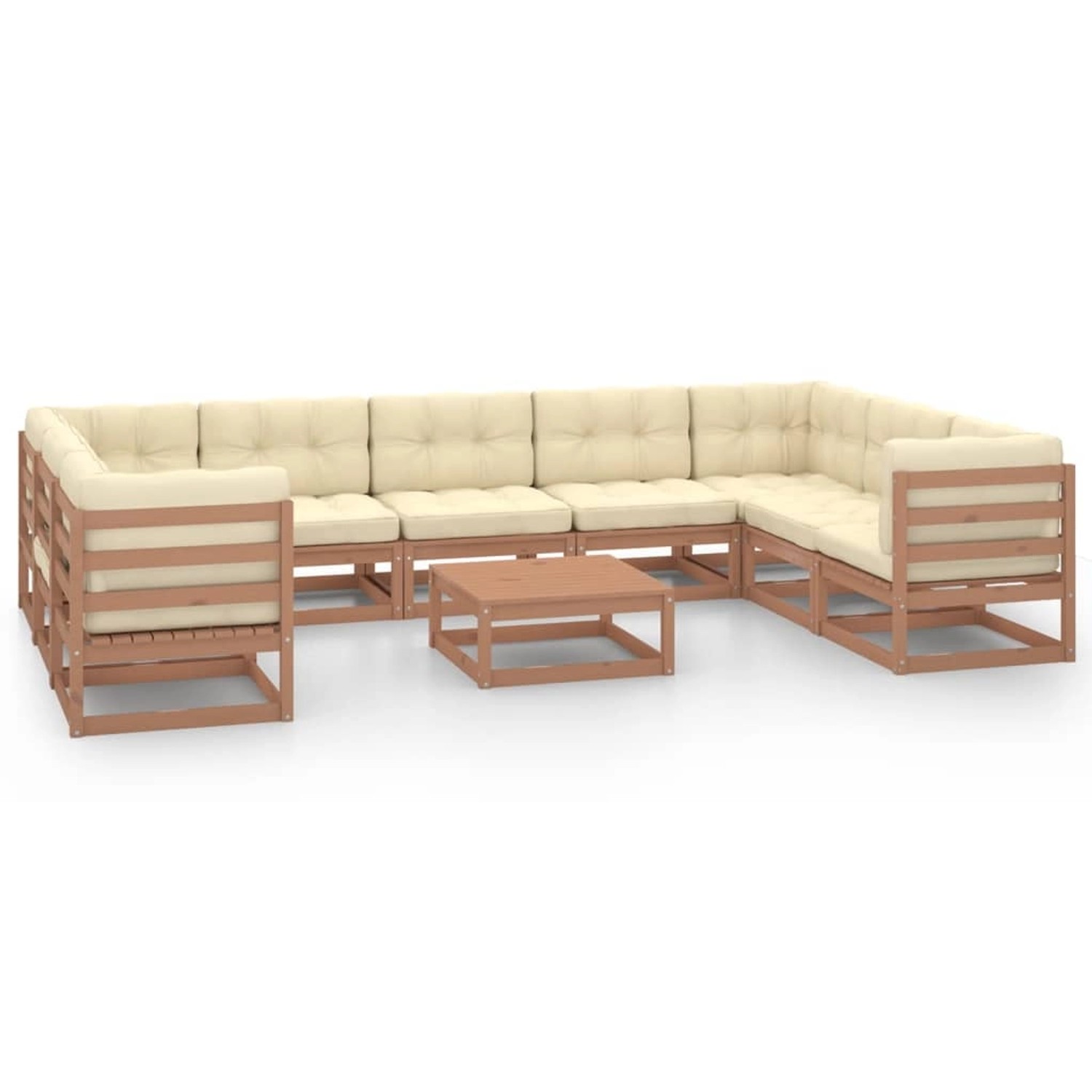 10-tlg. Garten-lounge-set Kissen Honigbraun Kiefer Massivholz günstig online kaufen