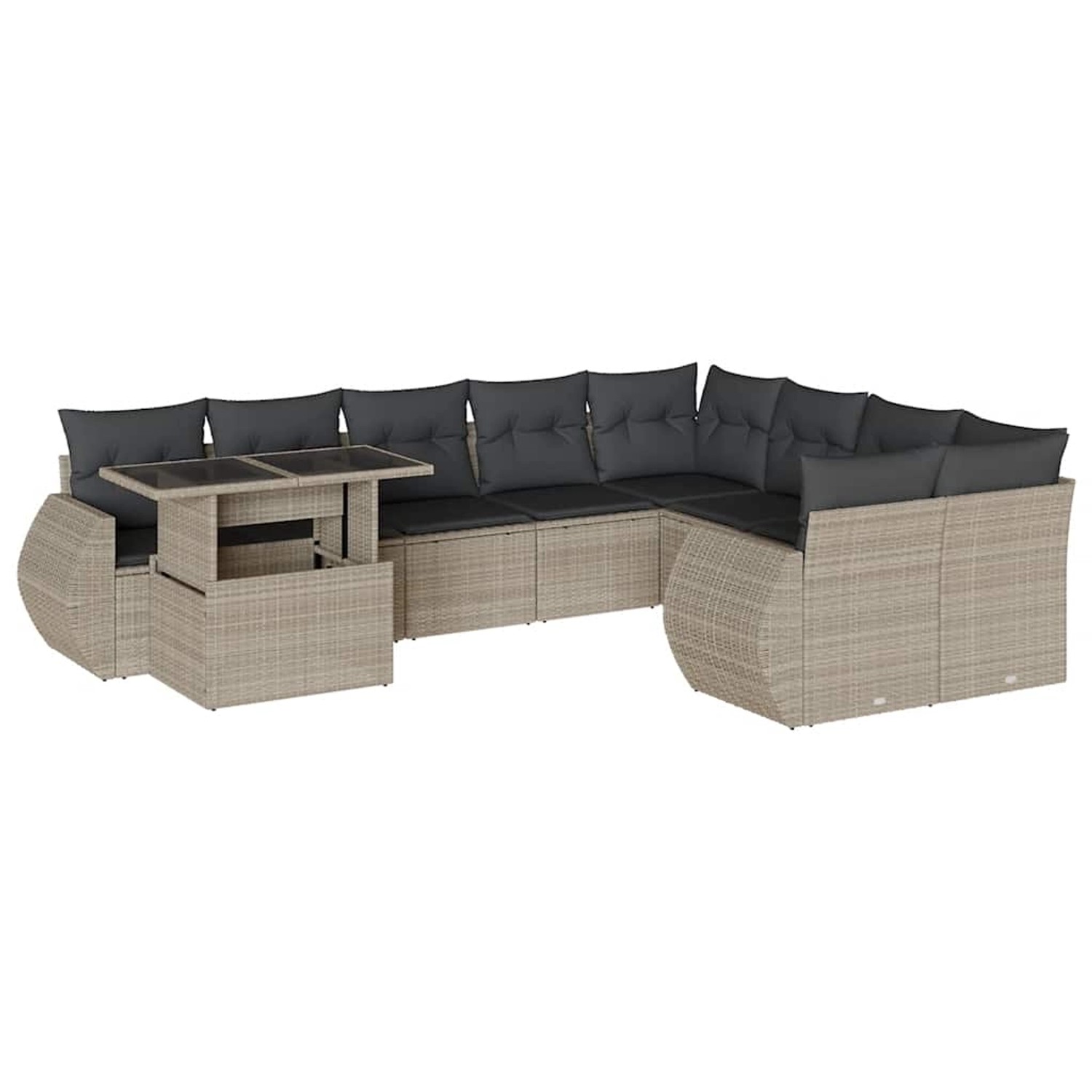 vidaXL 10-Tlg Garten-Sofagarnitur mit Kissen Hellgrau Poly Rattan 3268772 günstig online kaufen
