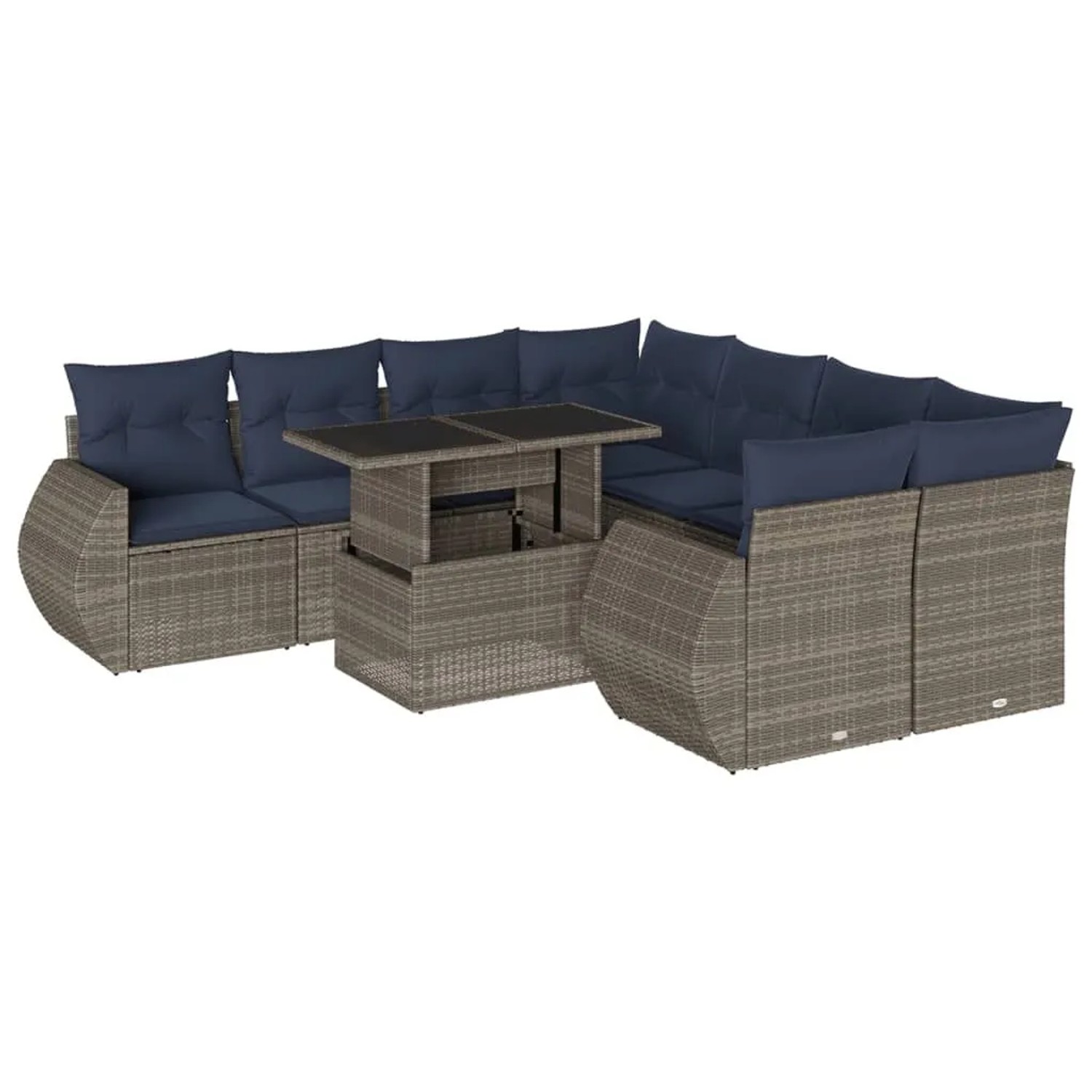 vidaXL 9-Tlg Gartensofa-Set mit Kissen Grau Polyrattan 3268431 günstig online kaufen