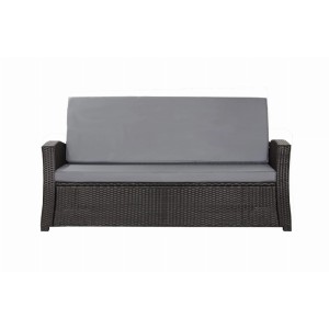 Graues Gartenkissen-Set für ein 2-Sitzer Polyrattan Gartensofa, 120x50 cm.