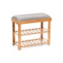 Schuhbank Zeller mit 2 Ablagen aus Bambus und grauem Polyester, 60x50x29cm.