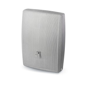 Arves Regentonne Concrete 200 l in Betongrau mit Wasserhahn und gerillter Oberfläche.