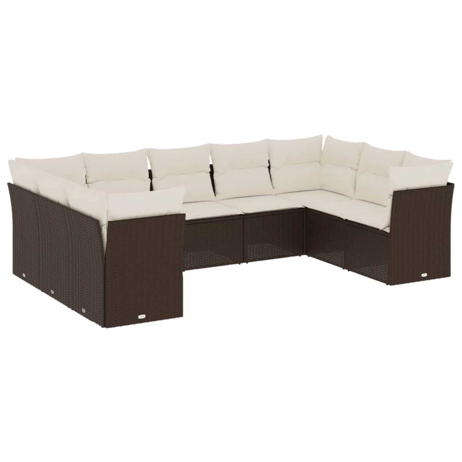 vidaXL 9-Tlg Garten-Sofagarnitur mit Kissen Braun Poly Rattan 3249972 günstig online kaufen