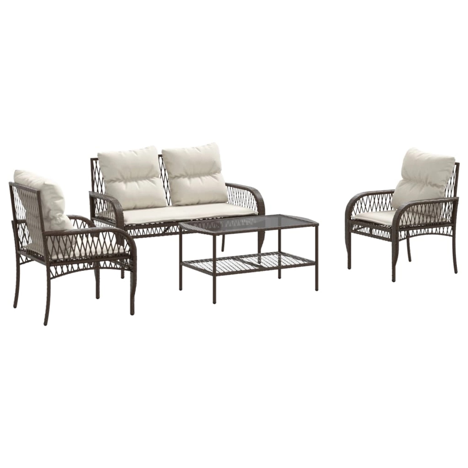 vidaXL 4-Tlg Garten-Sofagarnitur mit Kissen Braun Poly Rattan 368728 günstig online kaufen