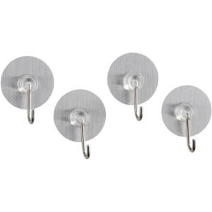Wenko Wandhaken Static-Loc 4er-Set in Edelstahl-Optik für Bad und Küche.