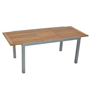 Rechteckiger, ausziehbarer Merxx Gartentisch AZ-Tisch (90x75 cm) mit Holzplatte und Aluminiumgestell.