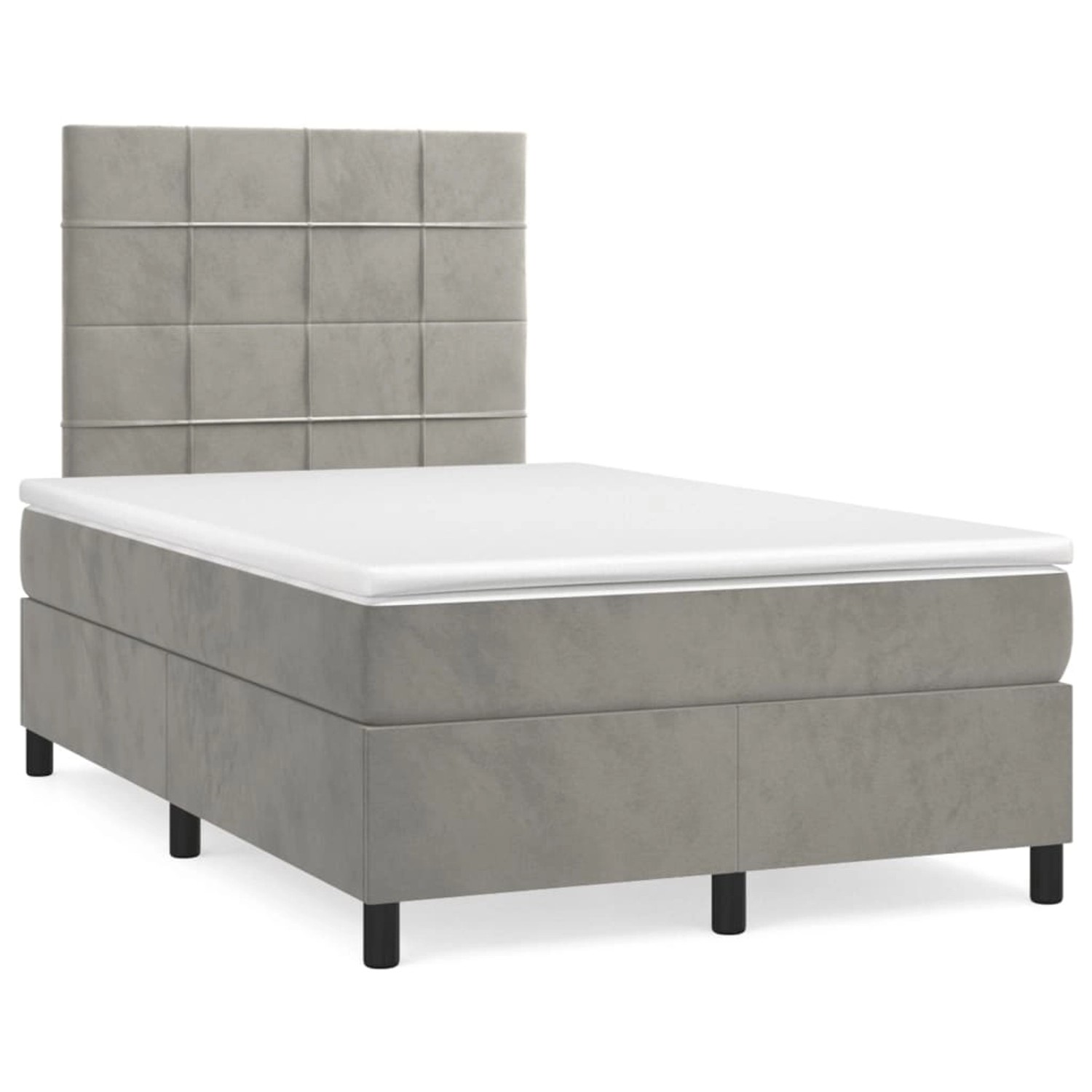 vidaXL Boxspringbett Boxspringbett mit Matratze Hellgrau 120x200 cm Samt Be günstig online kaufen