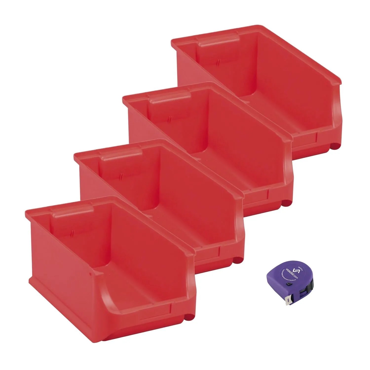 vasalat Set Stapelboxen Größe 4 355x205x150 mm Rot 4 Stück