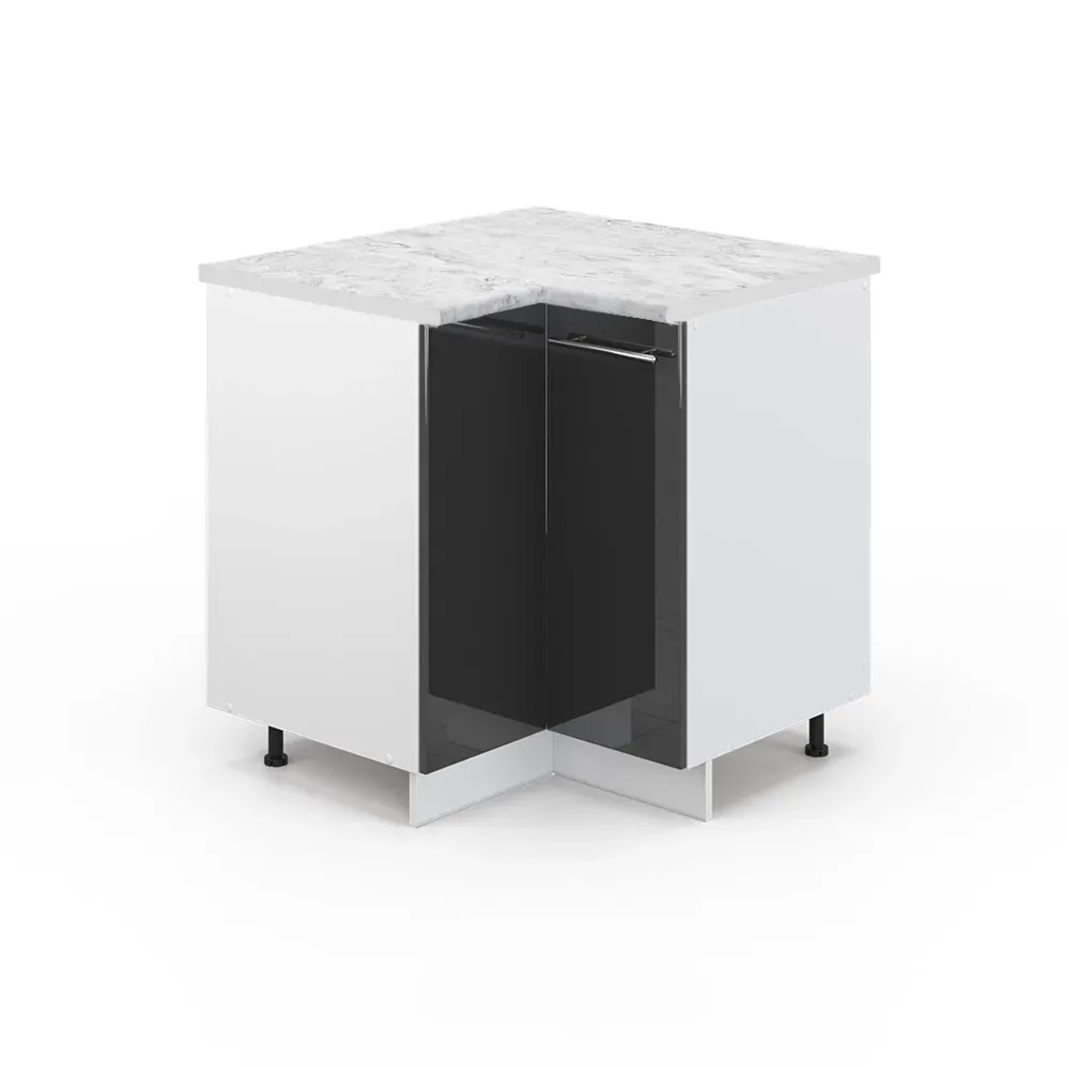 Vicco Eckunterschrank Fame-Line Anthrazit Hochglanz/Weiß 81 cm AP Marmor