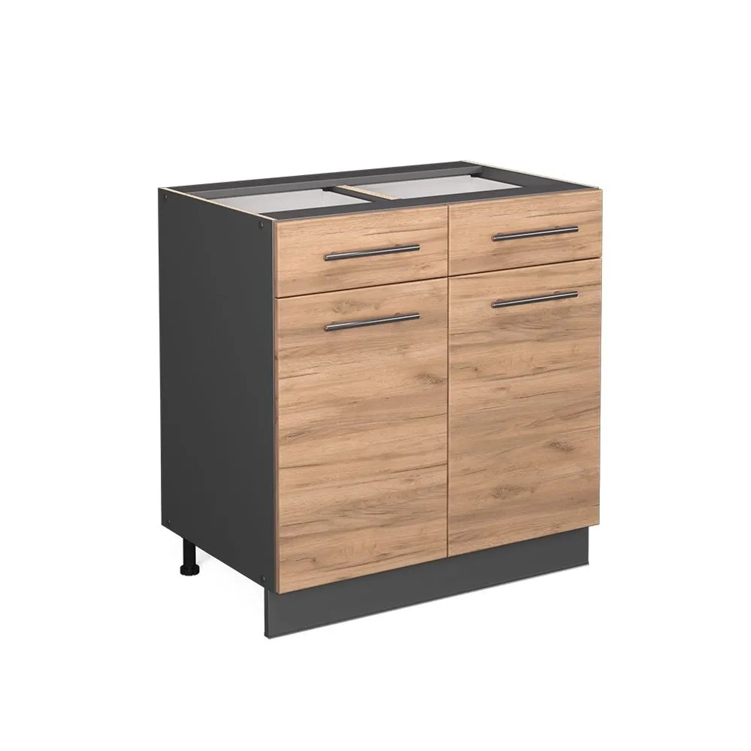 Vicco Küchenunterschrank Fame-Line Goldkraft Eiche Anthrazit 80 cm ohne Arbeitsplatte