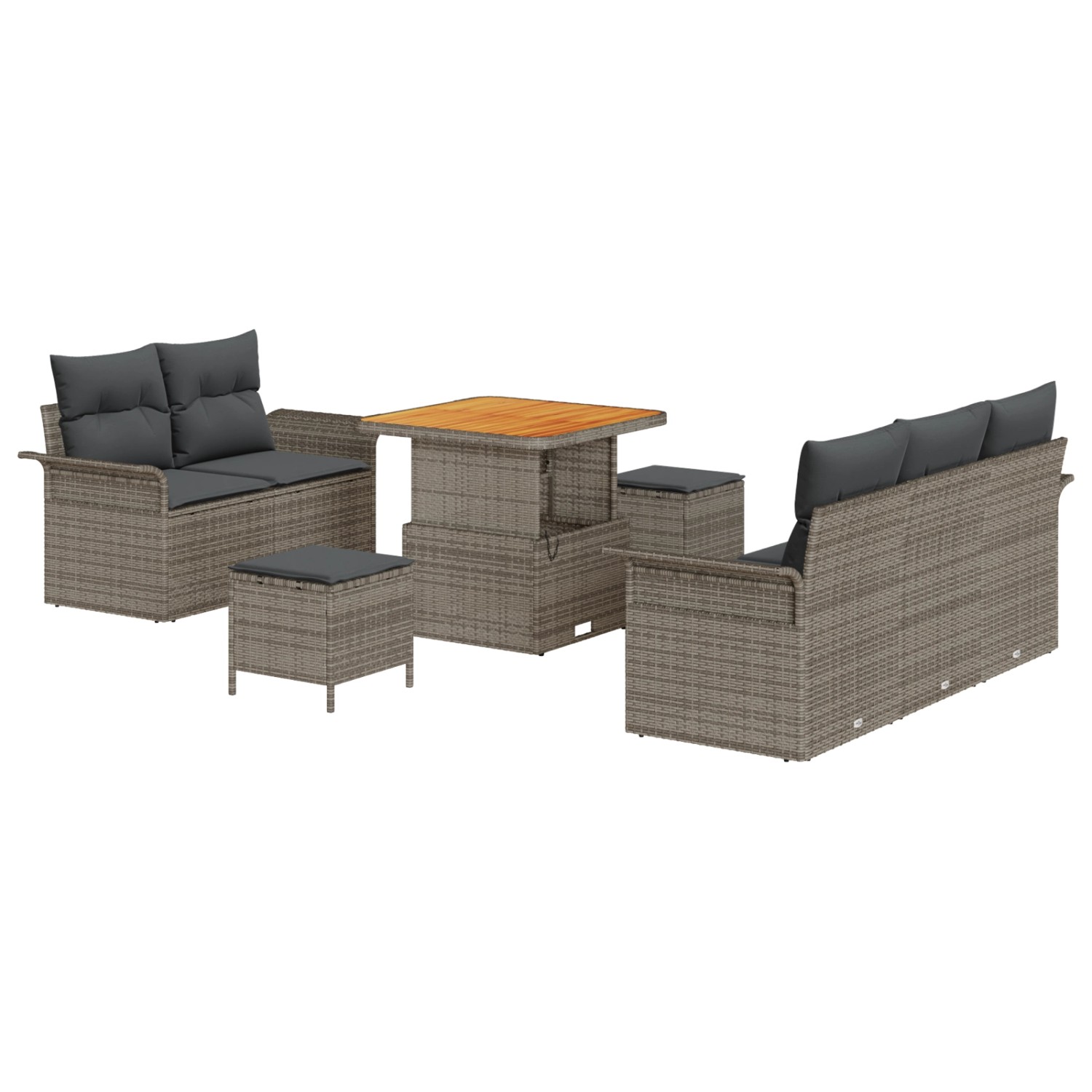 vidaXL Garten-Sofa-Set Höhenverstellbar 8-Tlg Grau Poly Rattan 3362078 günstig online kaufen