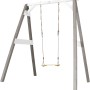 Axi Einzelschaukel in Grau und Weiß mit Holzschaukelsitz und Seilen, ideal für den Garten.