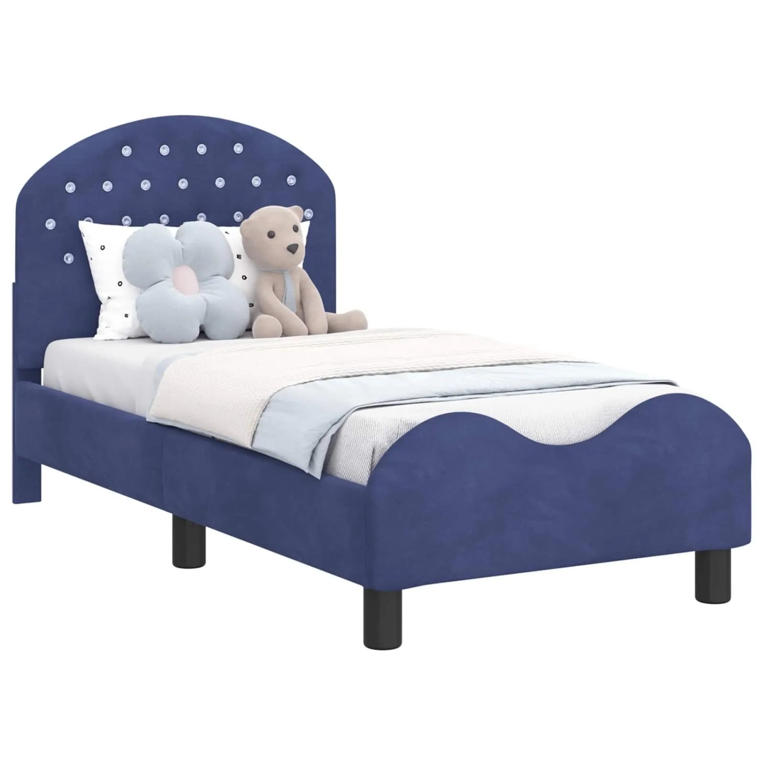 vidaXL Kinderbettgestell mit Kopfteil Polizeiblau 70 x 140 cm Samt 42011105 günstig online kaufen