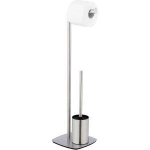 Wenko WC-Garnitur Iria Edelstahl matt mit Toilettenpapierhalter und WC-Bürste.