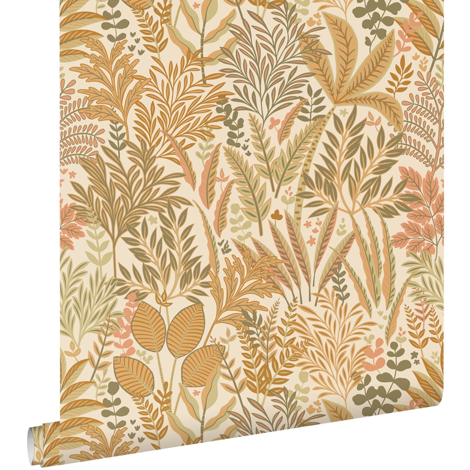 ESTAhome Tapete Tropische Blätter Und Blüten Terrakotta Und Beige 50 X 900 günstig online kaufen