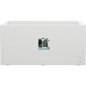Weißer Elho Blumentopf Vivo Next Lang (59 cm) mit Rollen für Innen & Außen.