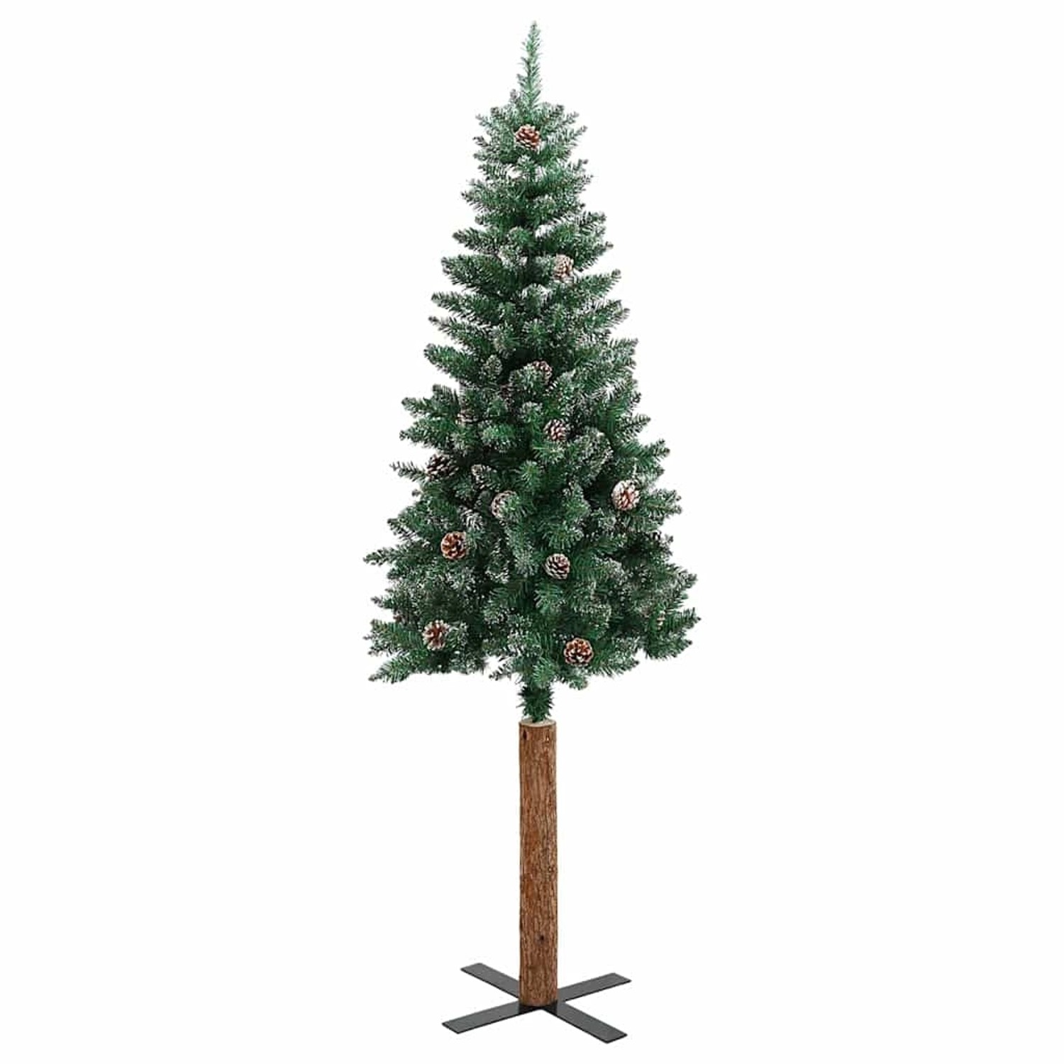 vidaXL Weihnachtsbaum Schlank mit Echtholz und Schnee Grün 210 cm 320962