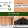 WONDERMAKE Hochbeet aus Kirschbaumholz, Details zu Material, Ablauflöchern und Vlies-Schutz.