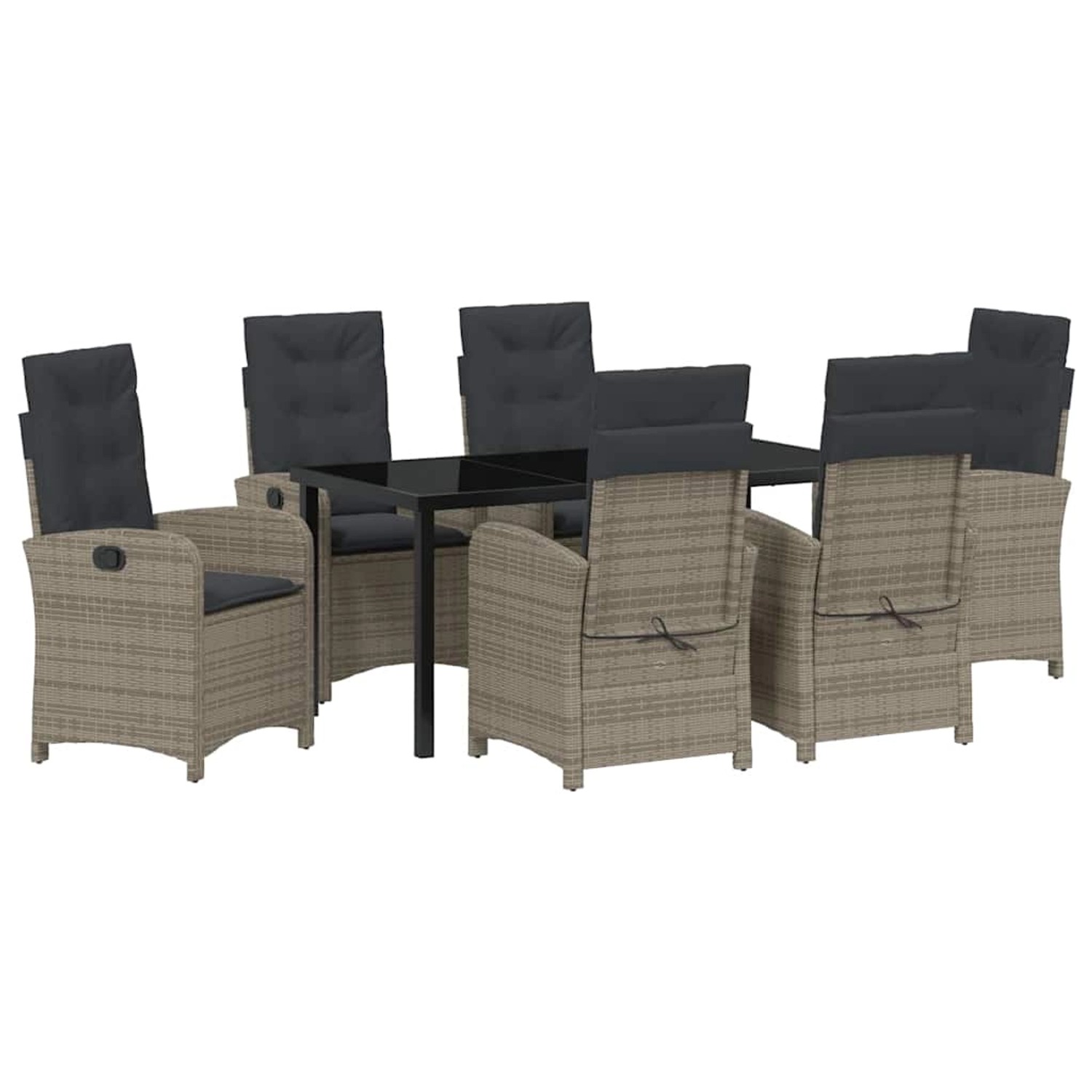 vidaXL Garten Essgruppe 7-Tlg Grau Poly Rattan 3380278 günstig online kaufen