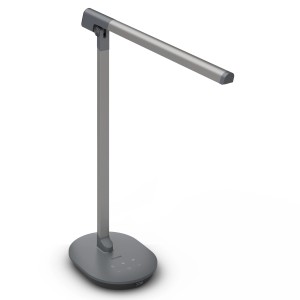Dunkelgraue Philips LED-Tischleuchte Sword mit USB-Ladefunktion und verstellbarem Licht.