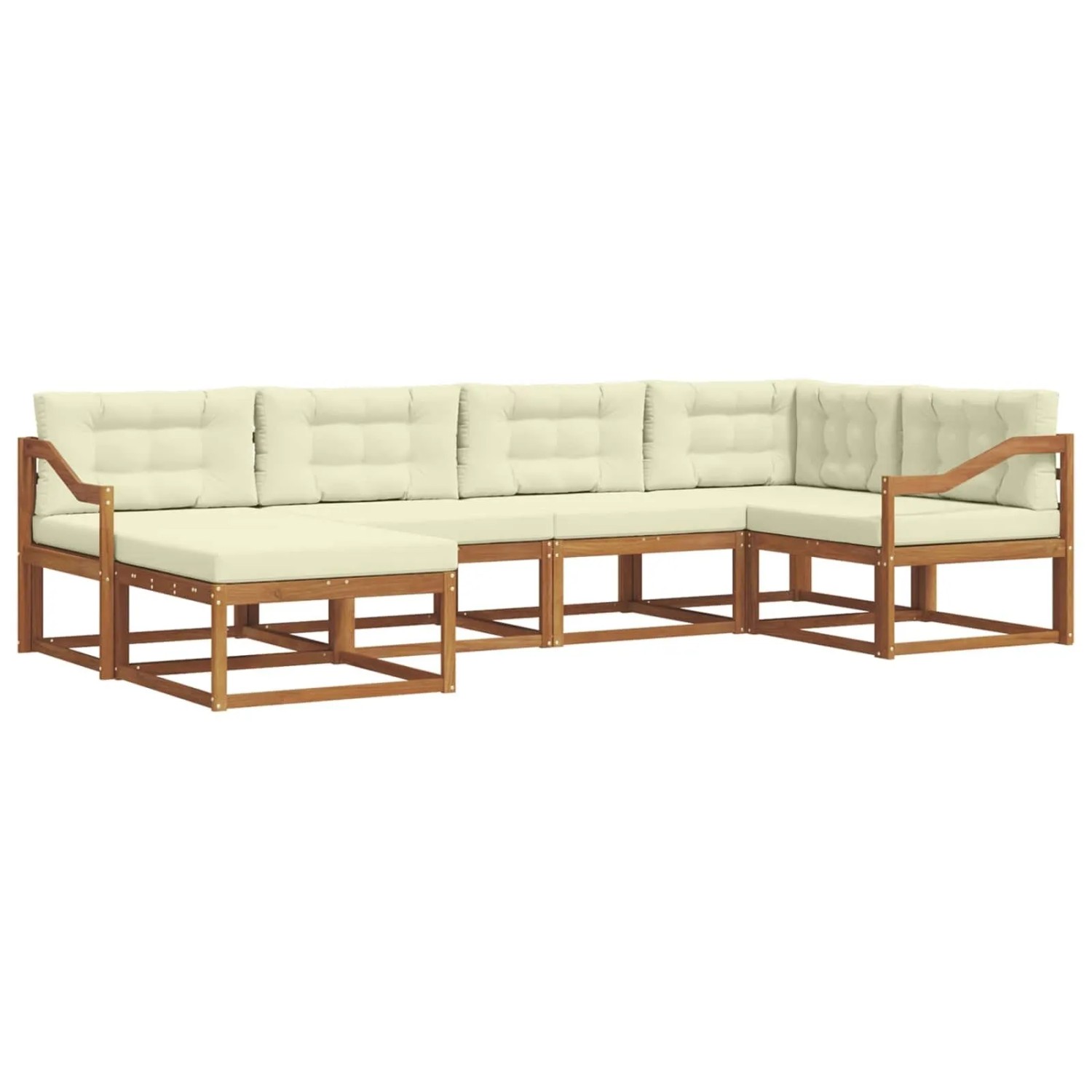 vidaXL Outdoor-Sofagarnitur mit Kissen 6-Tlg Natur und Creme 3367838