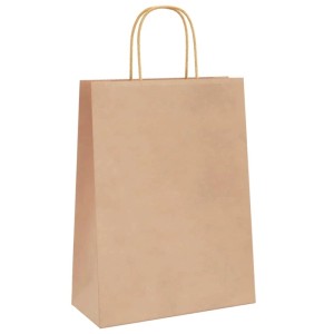 vidaXL Papiertragetaschen 250 Stk mit Henkeln Braun 26x12x35 cm 4101590