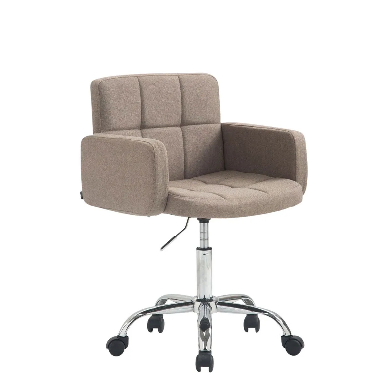 DELUKE Arbeitshocker ZÜRICH 60x52x75cm Stoff Taupe Arbeitsstuhl Drehhocker Rollhocker Bürohocker