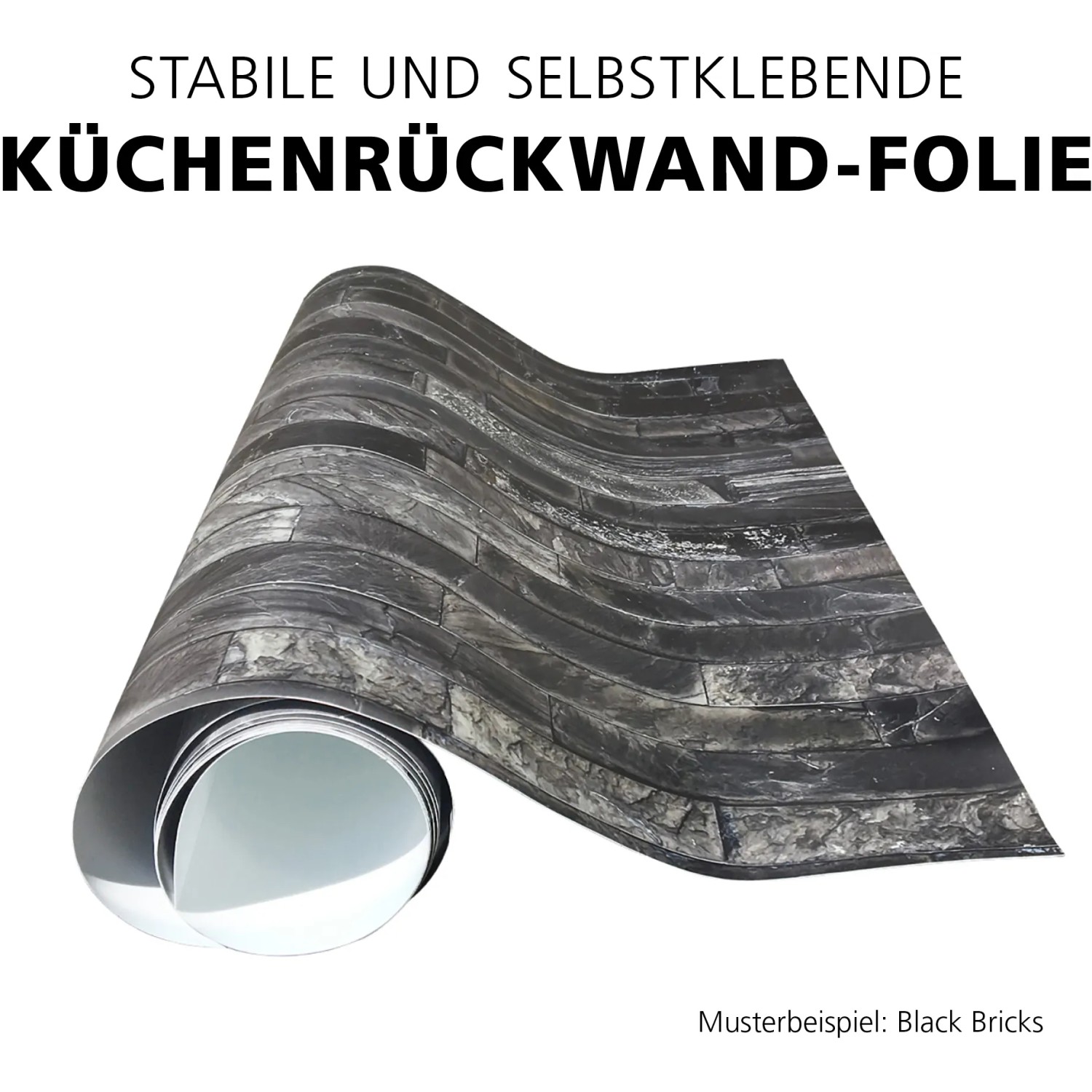 Küchenrückwandfolie Brick Wall, selbstklebend, Ziegelrot, 450x60cm, gerollt.