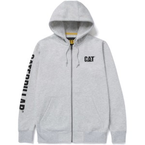 Grauer Cat Zip Hoodie Banner M für Arbeitskleidung: Kapuzenjacke mit Reißverschluss und Cat Logo.