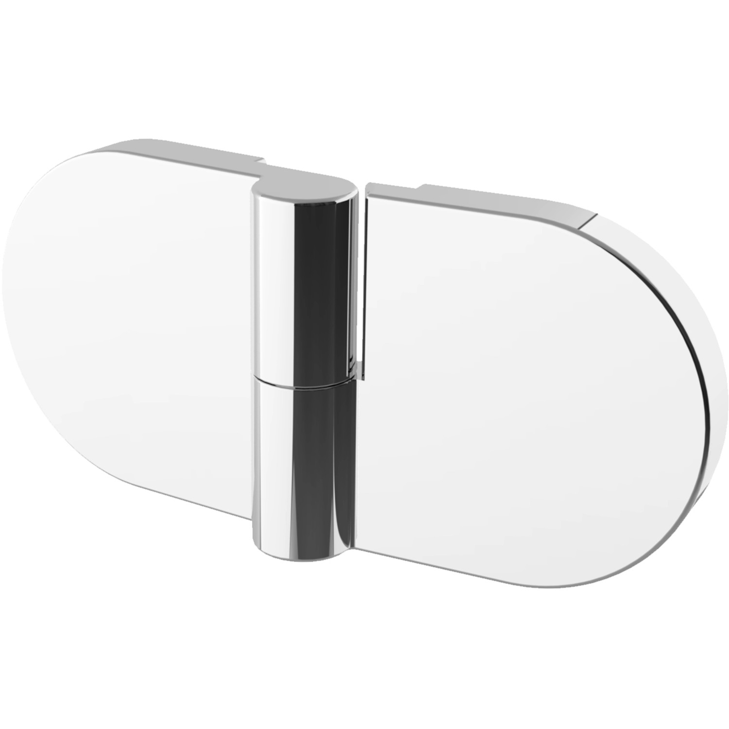 Detailaufnahme eines Scharniers in Chromoptik für Schulte MasterClass Eckdusche.