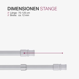 Bestlivings Cafehausstange, weiß, ausziehbar von 75 bis 125 cm, Detailansicht.