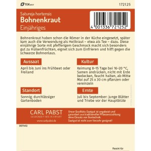 Pabst Keimkraft Bohnenkraut Saatgut, einjährig. Würzkraut für Garten und Küche.