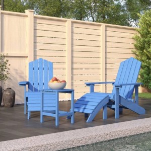 vidaXL Adirondack-Gartenstühle mit Hocker & Tisch HDPE Aquamarin 3095715